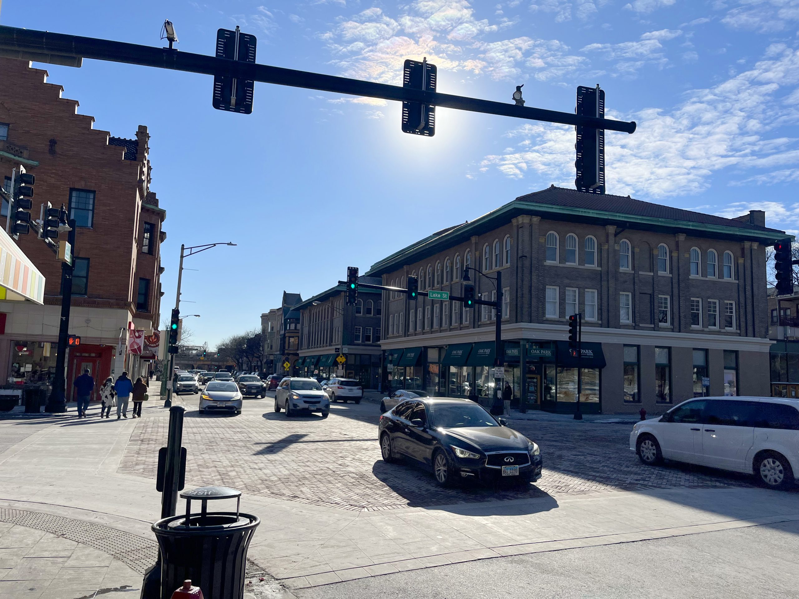 Trains, trees and vaulted sidewalks 